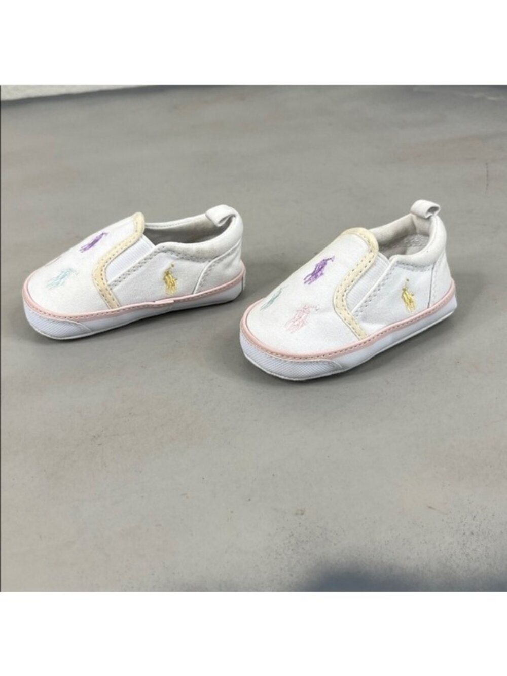 Polo Ralph Lauren Girls' Bal Harbor Slip-On Oxford Cloth Sneaker Crib Shoes